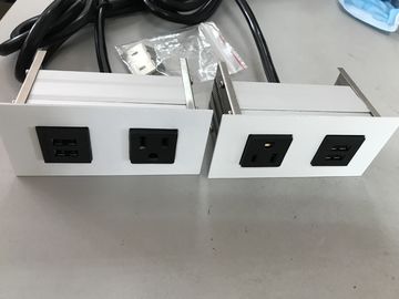 Ổ cắm điện cho máy tính để bàn ẩn với 1 ổ cắm / 2 cổng USB, Mặt bằng thép không gỉ Ổ cắm điện để bàn