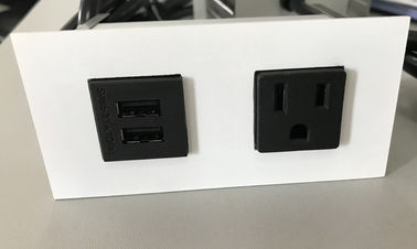 Ổ cắm điện cho máy tính để bàn ẩn với 1 ổ cắm / 2 cổng USB, Mặt bằng thép không gỉ Ổ cắm điện để bàn