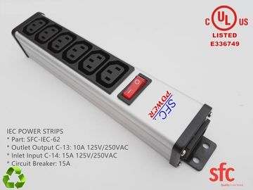 chất lượng  6 Outlet Flat Plug Power Strip Metal PDU With Overload Protector IEC Approved nhà máy sản xuất