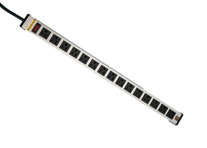 15 Way Receptacle Ngang đa Outlet Power Strip UL chấp thuận với bảo vệ tăng