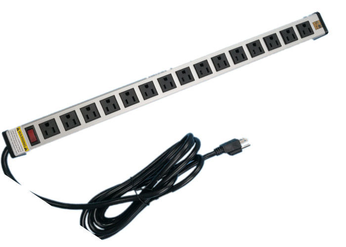 15 Way Receptacle Ngang đa Outlet Power Strip UL chấp thuận với bảo vệ tăng