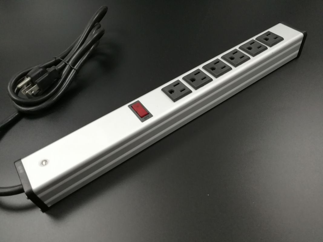Phổ mountable sáu ổ cắm mở rộng dây điện dải chống bụi vỏ nhôm