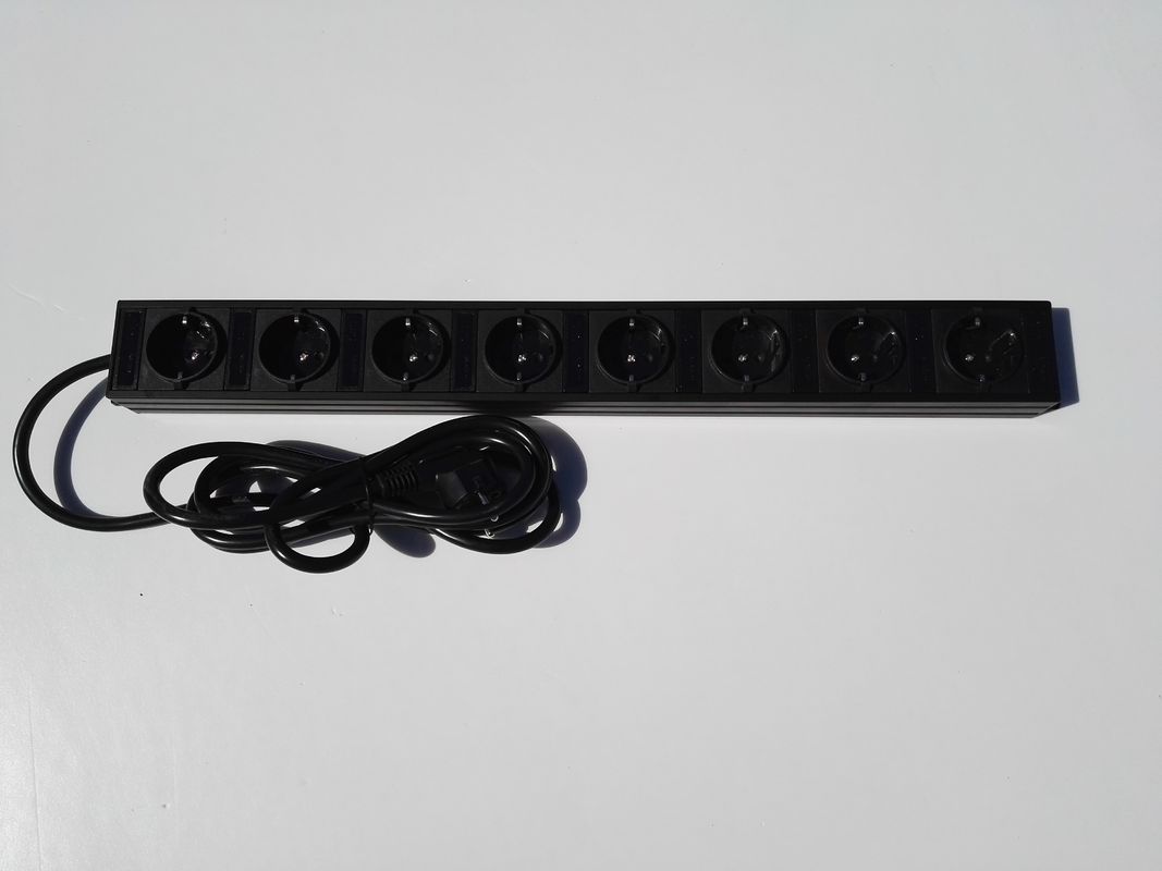 Đức Đen 8 Outlet Power Bar Với Extra Long Dây / Nhôm Nhà Ở Schuko Cắm