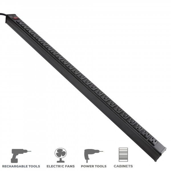 Kim loại 24 Way đa Outlet Power Strip với 15 'cực dài mở rộng dây Mỹ