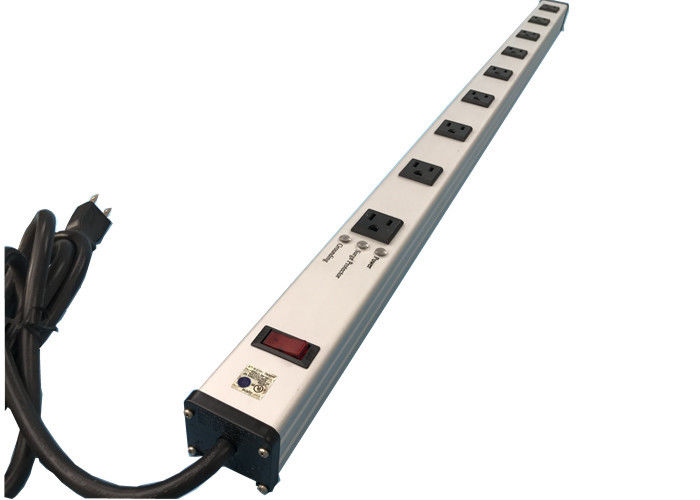 9 Outlet dải nguồn mỏng với On Off Switch, bảo vệ tăng Power Bar 15A 125VAC