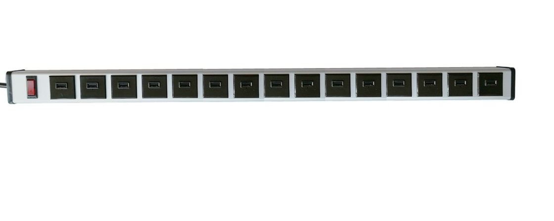 Phổ 15 cổng USB bảo vệ tăng Power Strip với an toàn On / Off chuyển đổi