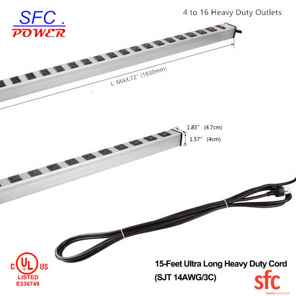Heavy Duty Slim đa Outlet Power Strip, 20 Outlet nối đất đa cắm dây mở rộng